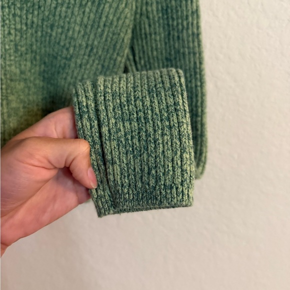 Aerie Green Ribbed Knit Cropped Quarter Zip Sweater - Picture 4 of 6